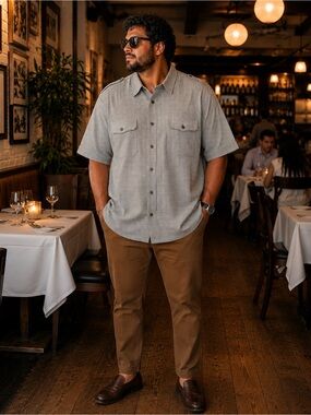 Macy's Men's Short-Sleeve Button-Down Shirt in Light Gray